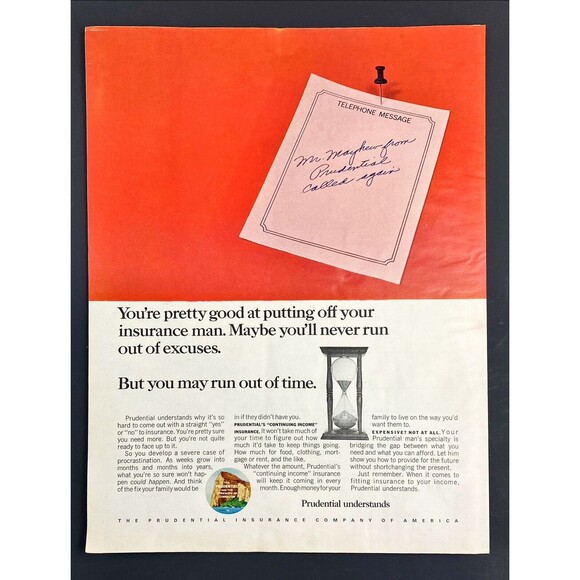 Prudential "You're good at putting it off. But you may run out of time." Ad 1967 - Picture 3 of 3